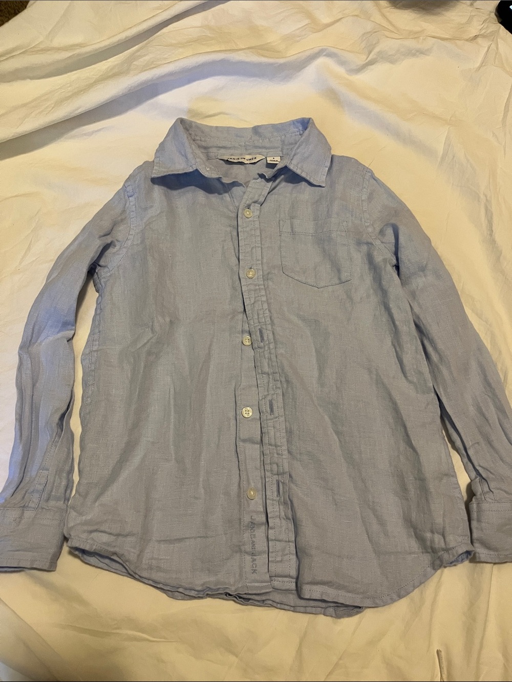Janie and Jack Light Blue Button-Down Linen Shirt